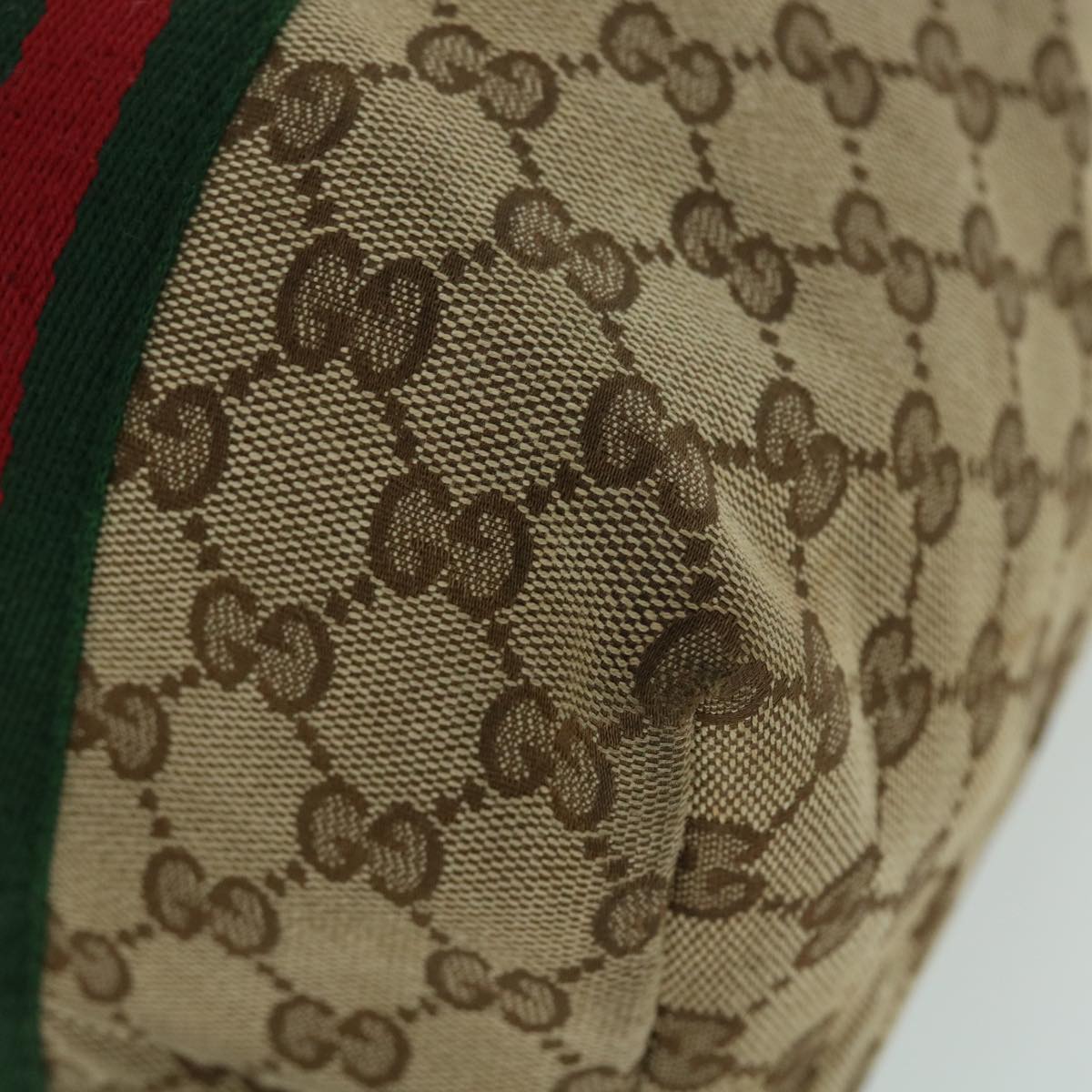 GUCCI GG Canvas Web Sherry Line Tote Bag Beige Red Green 139260 am5008