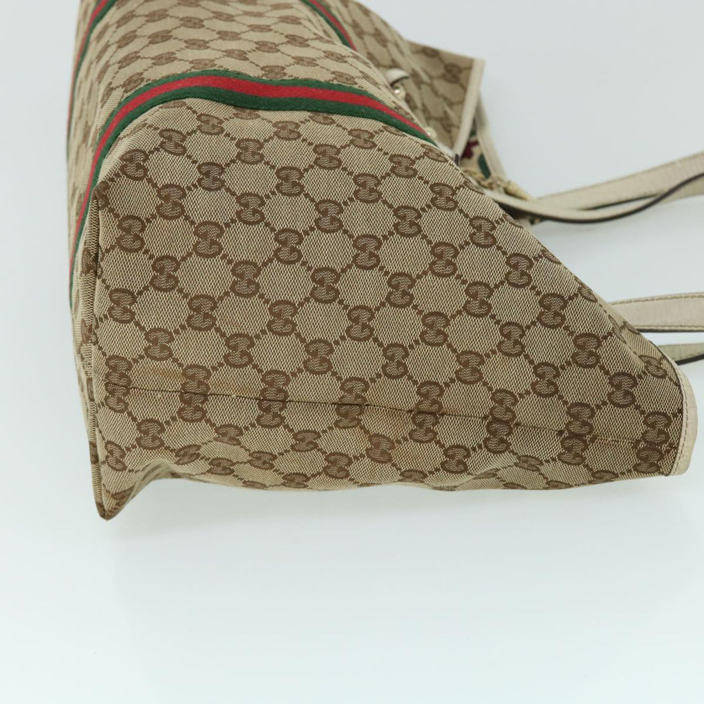GUCCI GG Canvas Web Sherry Line Tote Bag Beige Red Green 139260 am5008