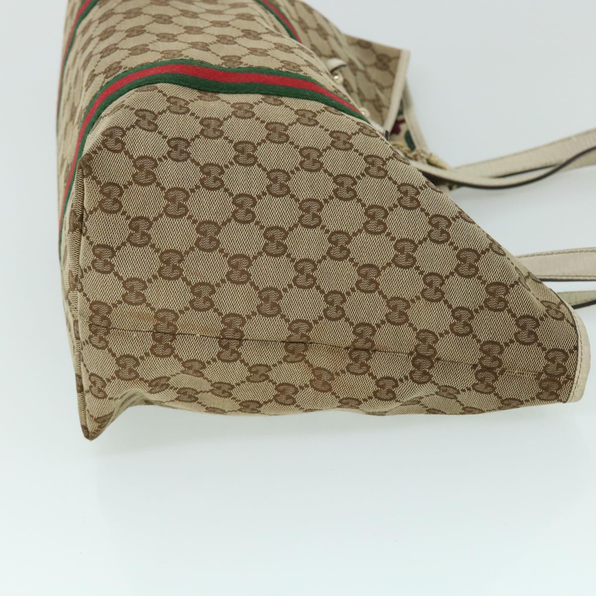 GUCCI GG Canvas Web Sherry Line Tote Bag Beige Red Green 139260 am5008