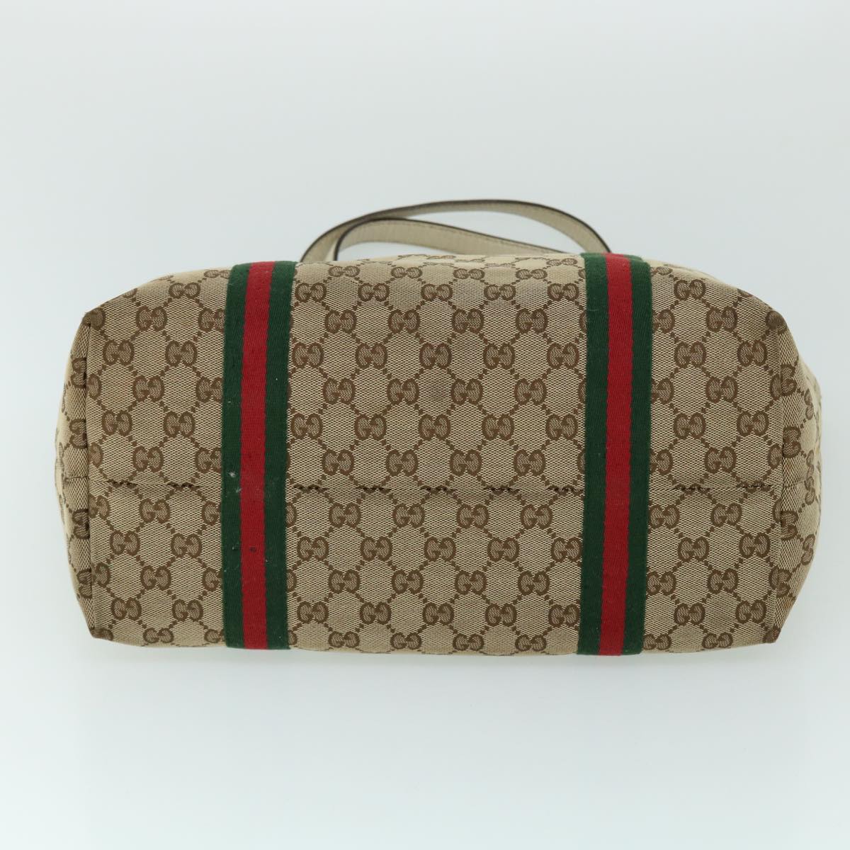GUCCI GG Canvas Web Sherry Line Tote Bag Beige Red Green 139260 am5008