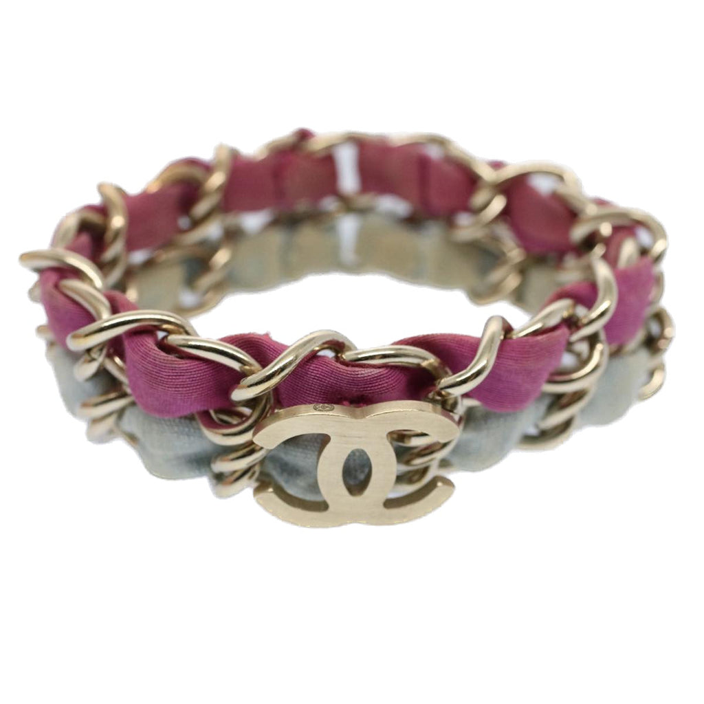CHANEL COCO Mark Chain Bracelet metal Blue Purple Silver CC am5014