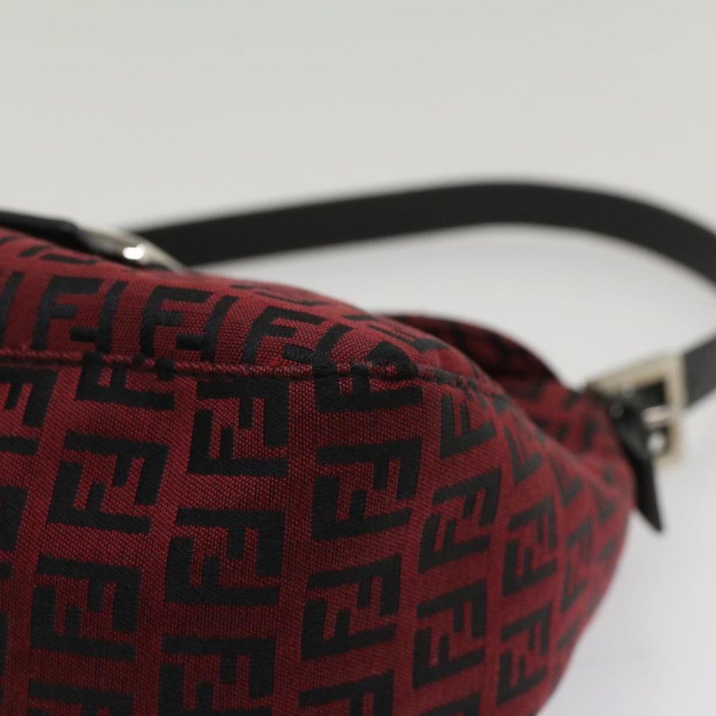 FENDI Zucchino Canvas Mamma Baguette Shoulder Bag Red am5029
