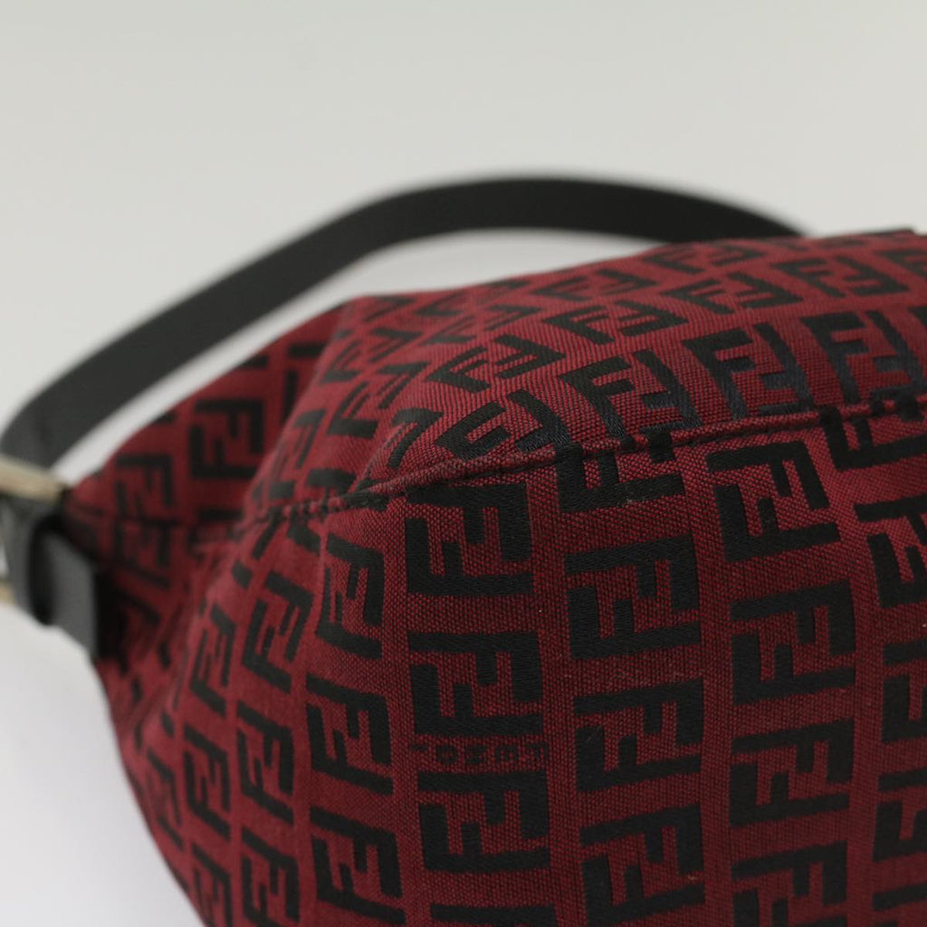 FENDI Zucchino Canvas Mamma Baguette Shoulder Bag Red am5029