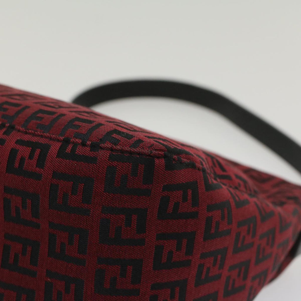 FENDI Zucchino Canvas Mamma Baguette Shoulder Bag Red am5029