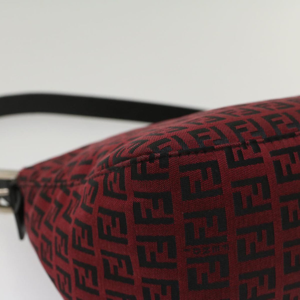 FENDI Zucchino Canvas Mamma Baguette Shoulder Bag Red am5029