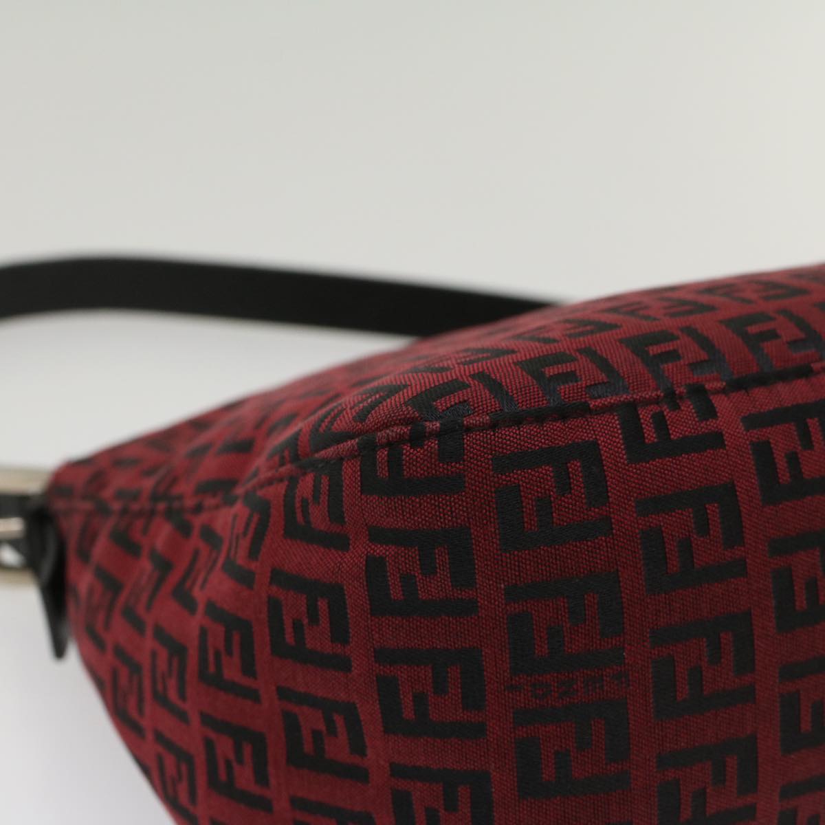 FENDI Zucchino Canvas Mamma Baguette Shoulder Bag Red am5029