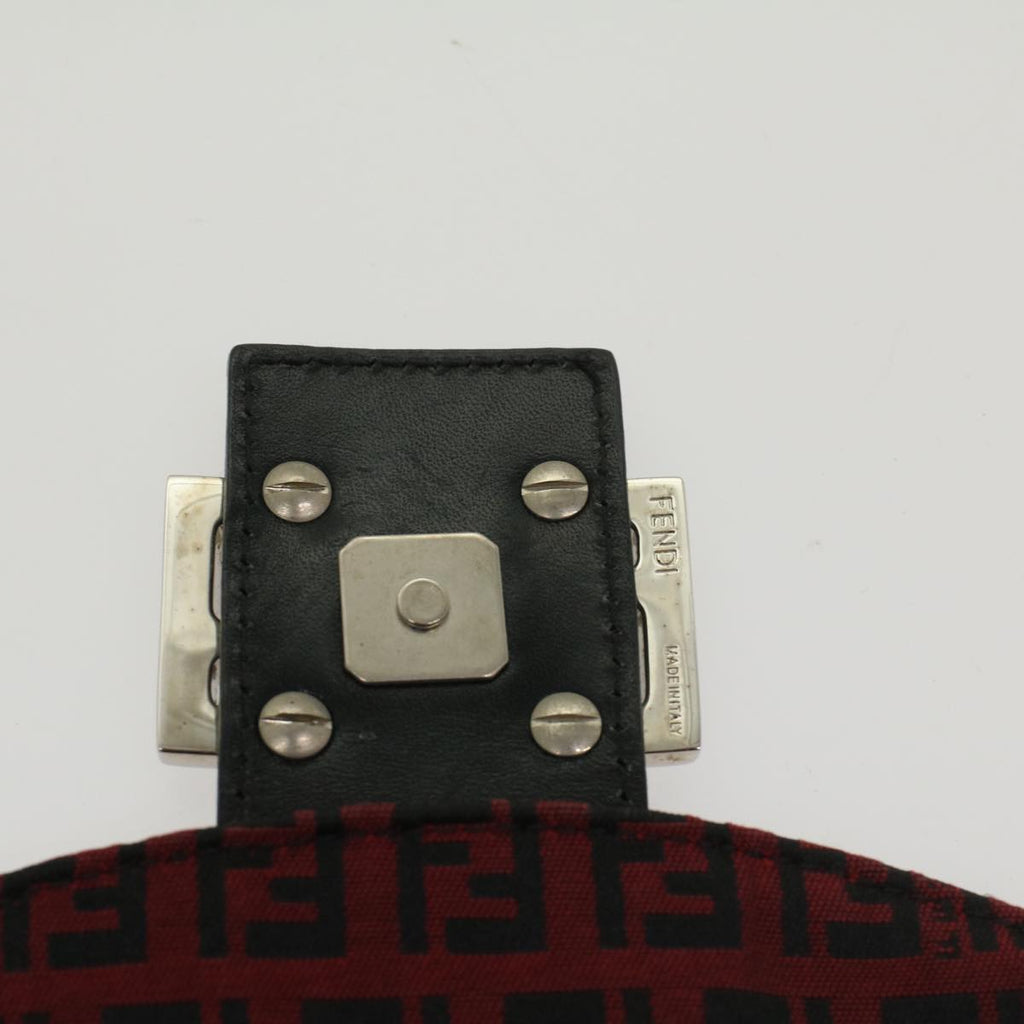 FENDI Zucchino Canvas Mamma Baguette Shoulder Bag Red am5029