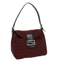 FENDI Zucchino Canvas Mamma Baguette Shoulder Bag Red am5029