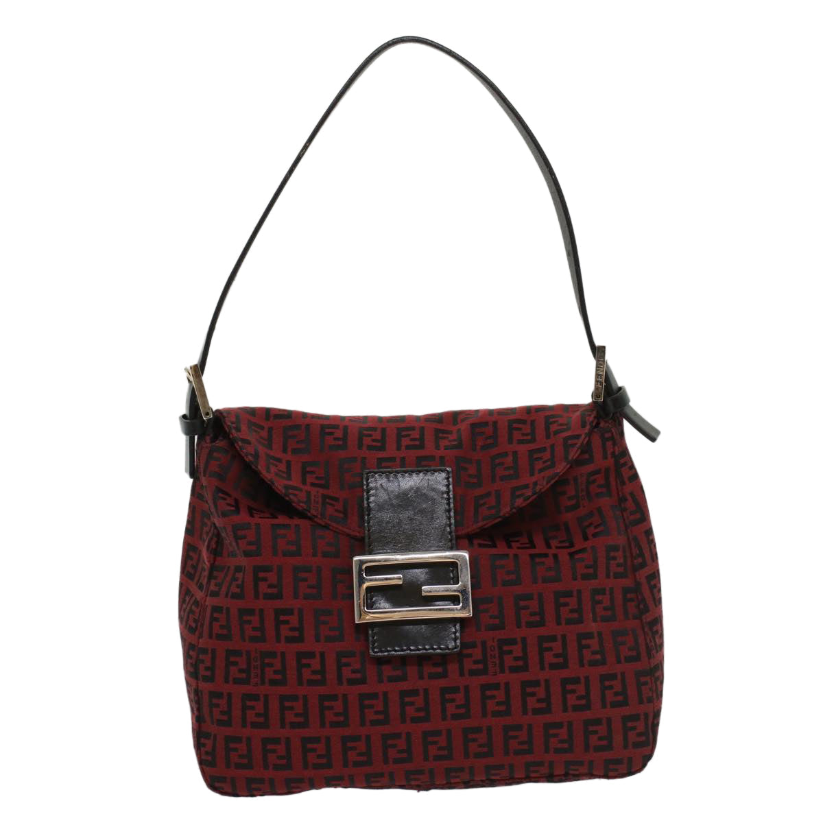FENDI Zucchino Canvas Mamma Baguette Shoulder Bag Red am5029
