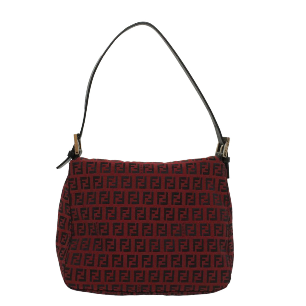 FENDI Zucchino Canvas Mamma Baguette Shoulder Bag Red am5029