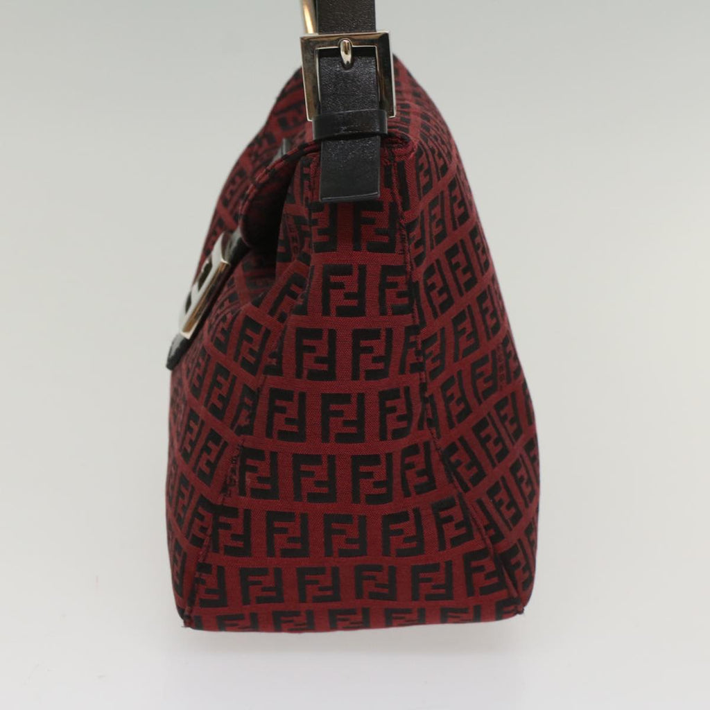 FENDI Zucchino Canvas Mamma Baguette Shoulder Bag Red am5029