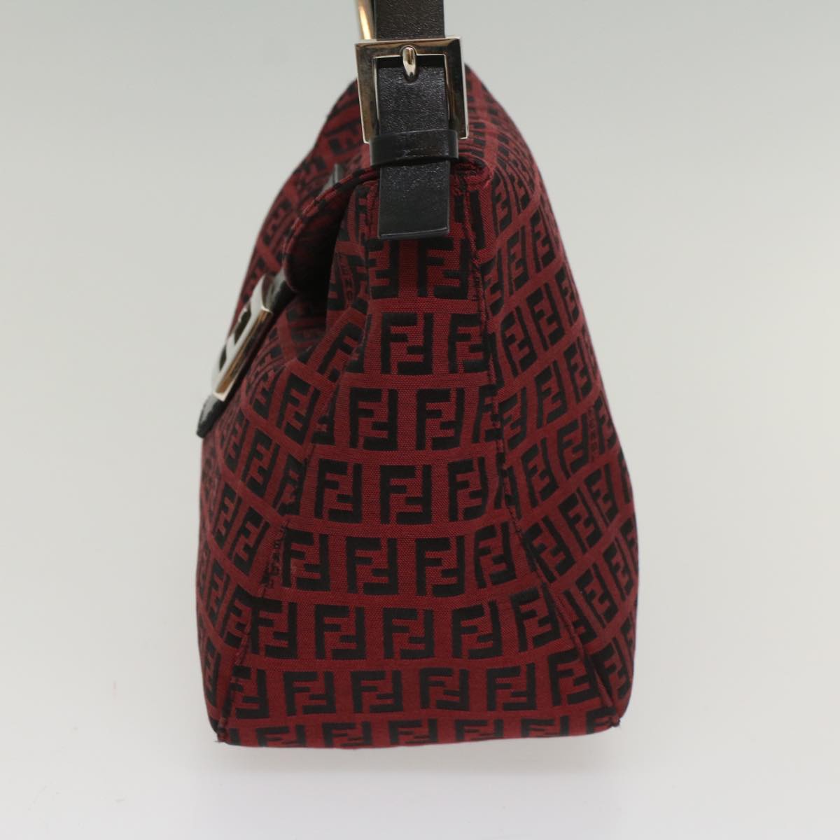 FENDI Zucchino Canvas Mamma Baguette Shoulder Bag Red am5029