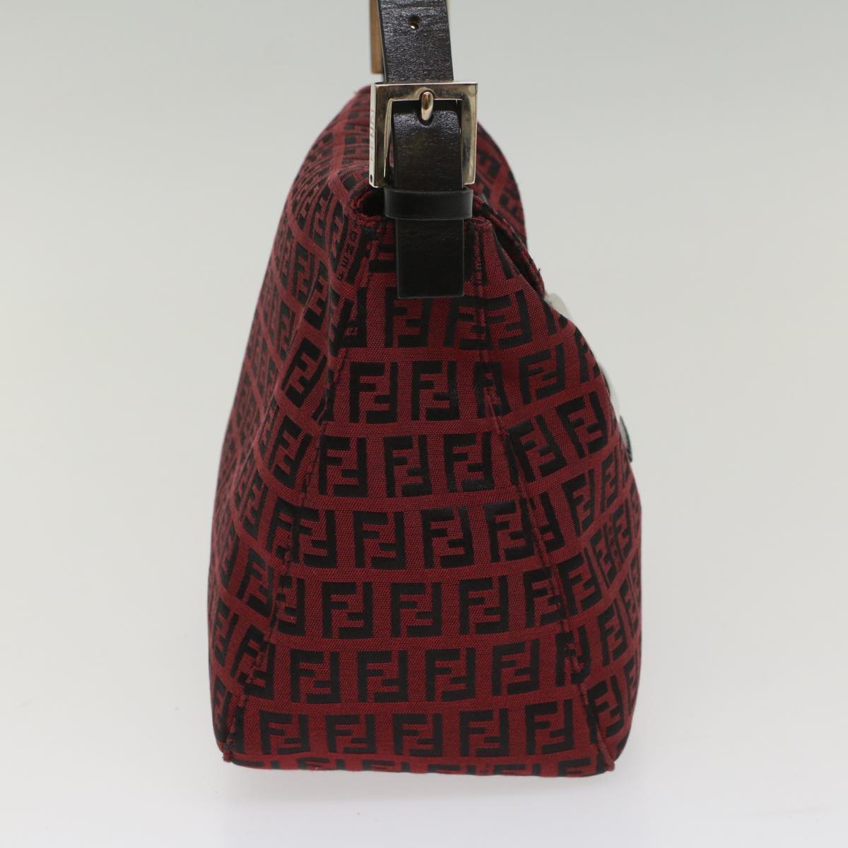 FENDI Zucchino Canvas Mamma Baguette Shoulder Bag Red am5029