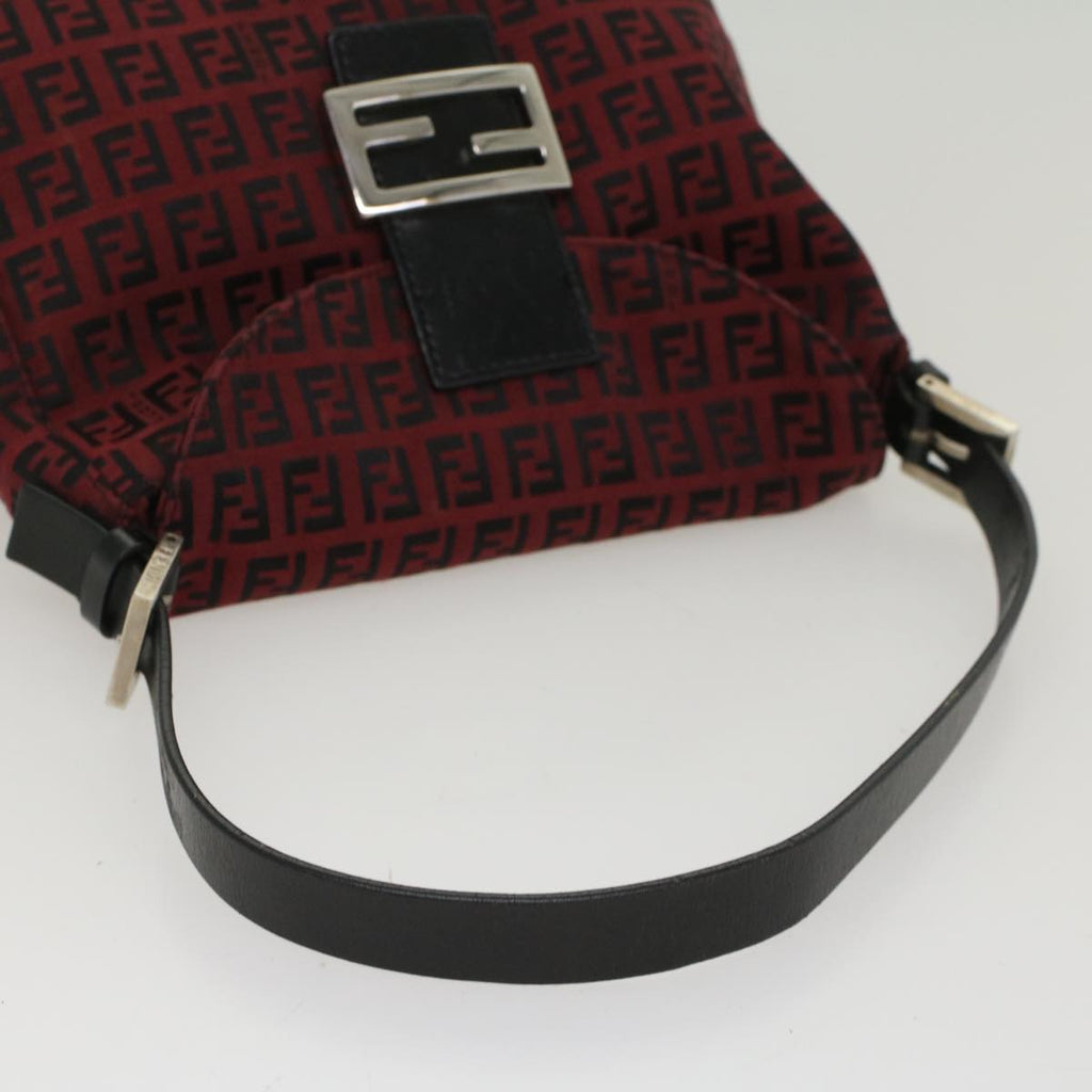 FENDI Zucchino Canvas Mamma Baguette Shoulder Bag Red am5029