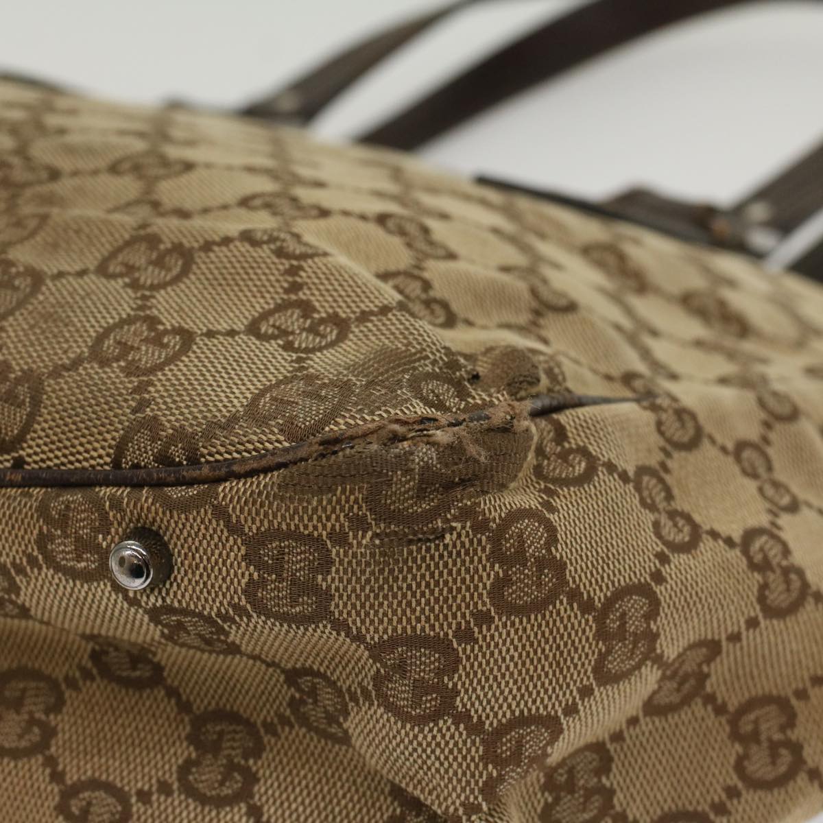 GUCCI GG Canvas Tote Bag Beige 113017 am5049