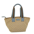 GUCCI GG Canvas Sherry Line Tote Bag Beige Light Blue Brown 131230 am5094