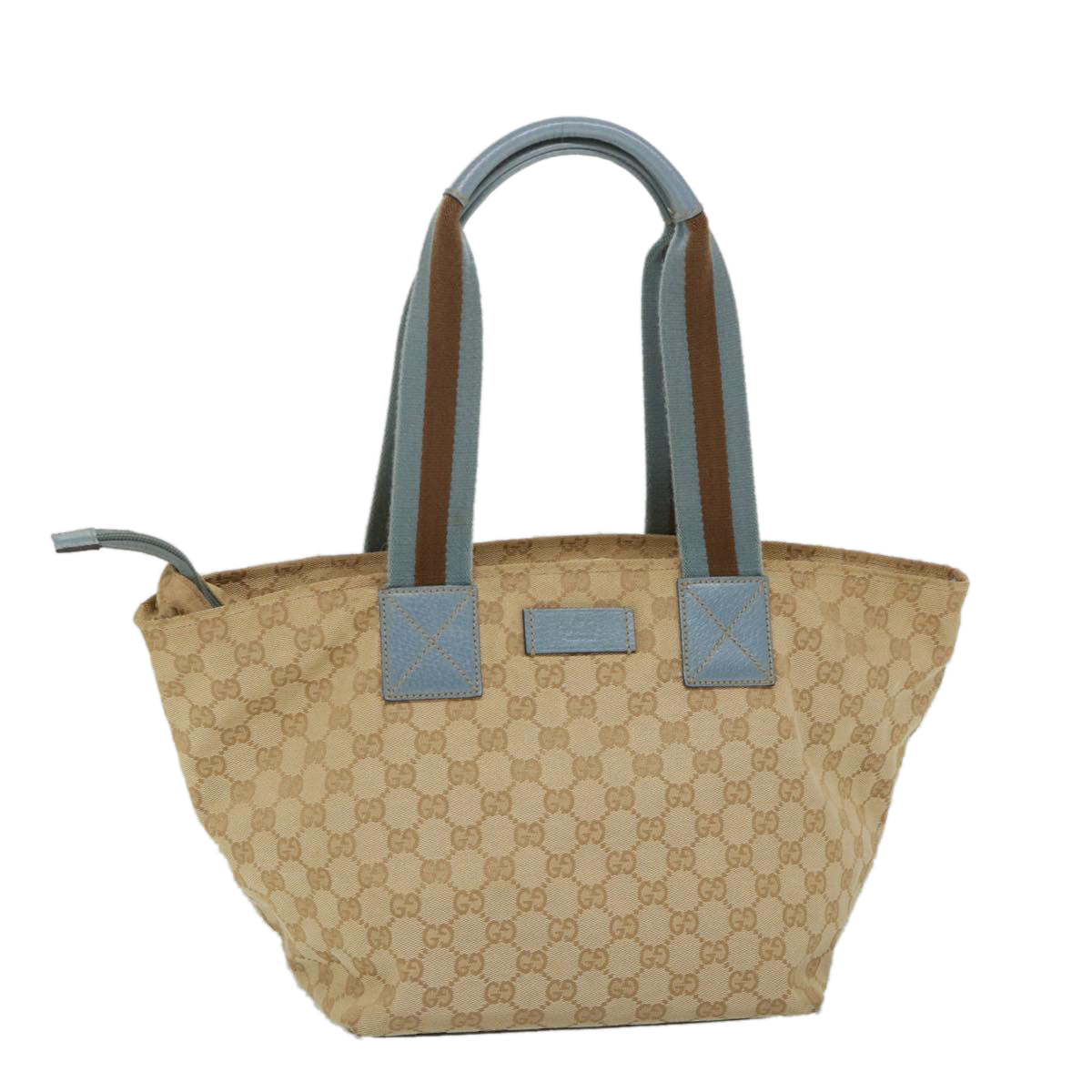 GUCCI GG Canvas Sherry Line Tote Bag Beige Light Blue Brown 131230 am5094