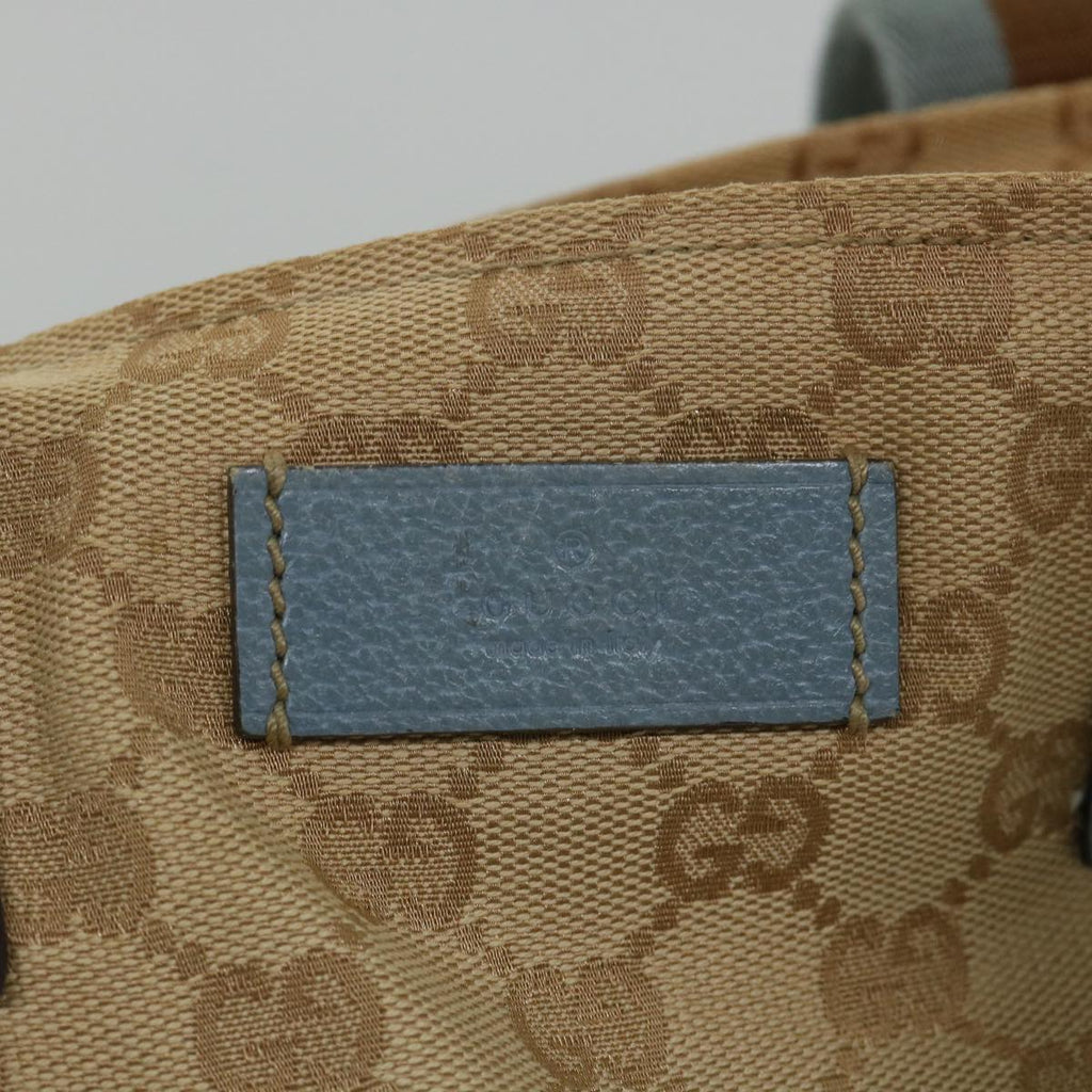 GUCCI GG Canvas Sherry Line Tote Bag Beige Light Blue Brown 131230 am5094