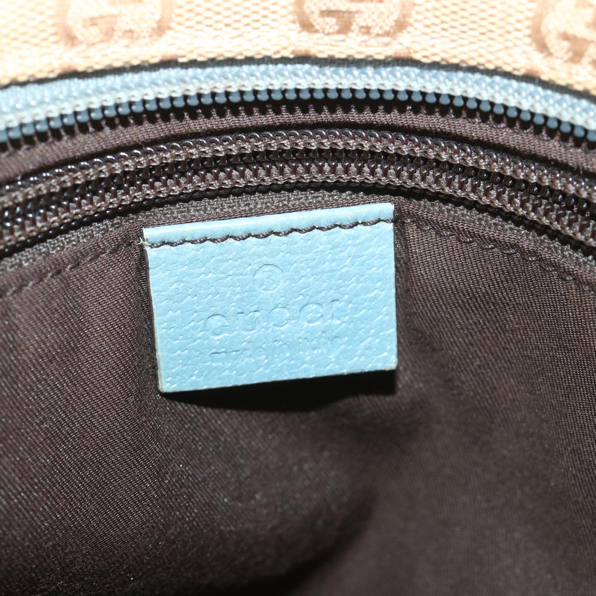 GUCCI GG Canvas Sherry Line Tote Bag Beige Light Blue Brown 131230 am5094