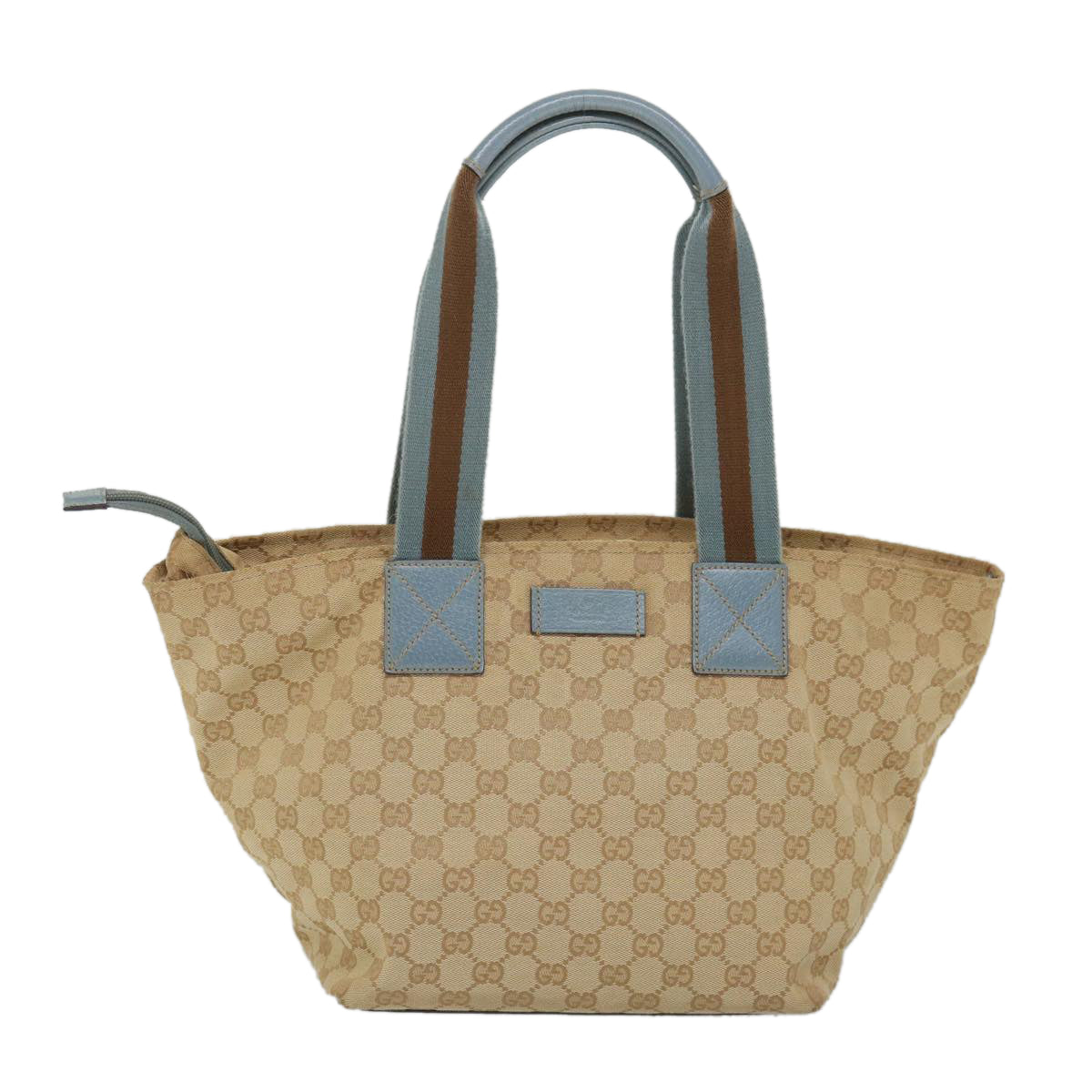 GUCCI GG Canvas Sherry Line Tote Bag Beige Light Blue Brown 131230 am5094