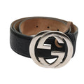 GUCCI GG Canvas Guccissima interlocking Belt Black 114984 am5116
