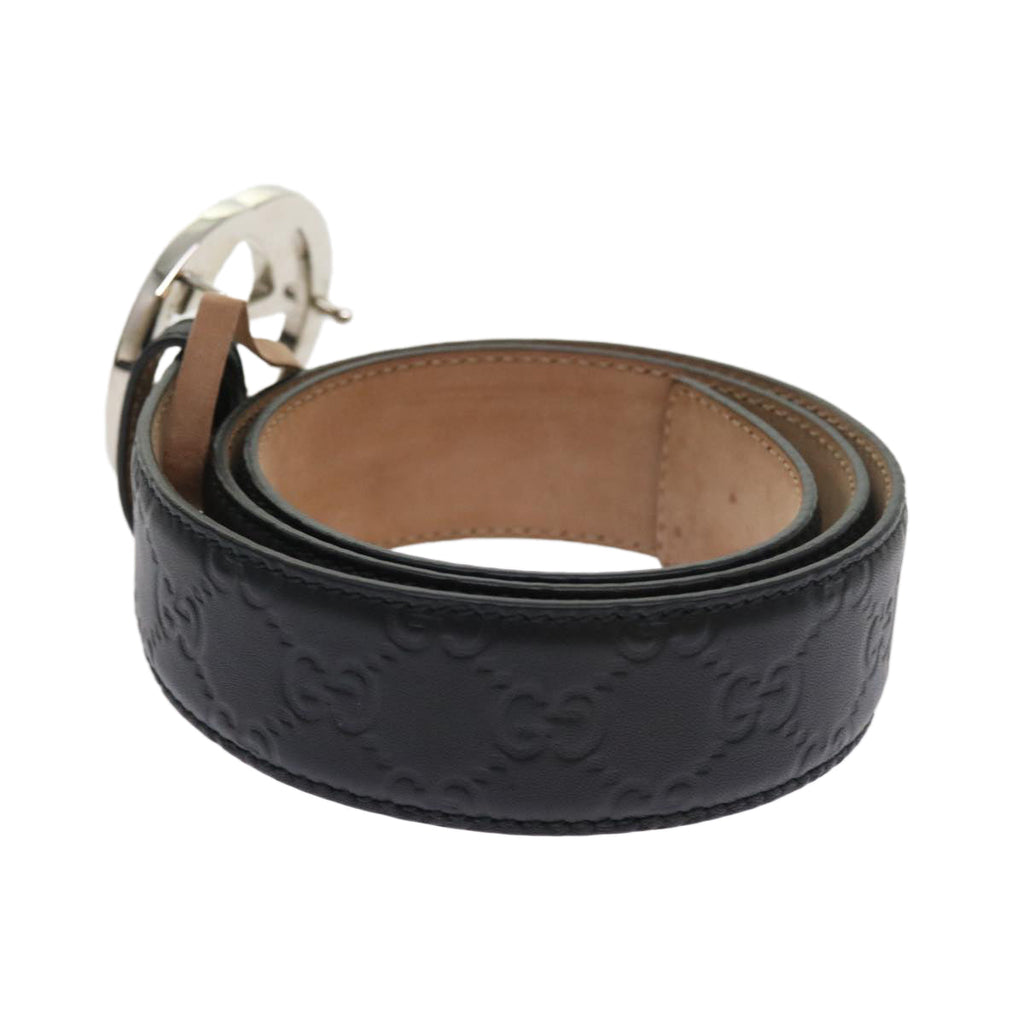 GUCCI GG Canvas Guccissima interlocking Belt Black 114984 am5116