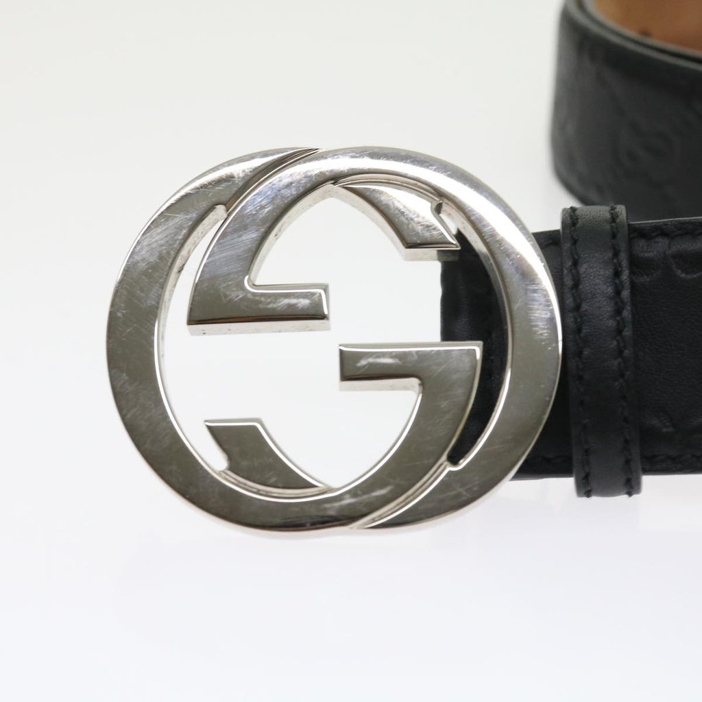 GUCCI GG Canvas Guccissima interlocking Belt Black 114984 am5116
