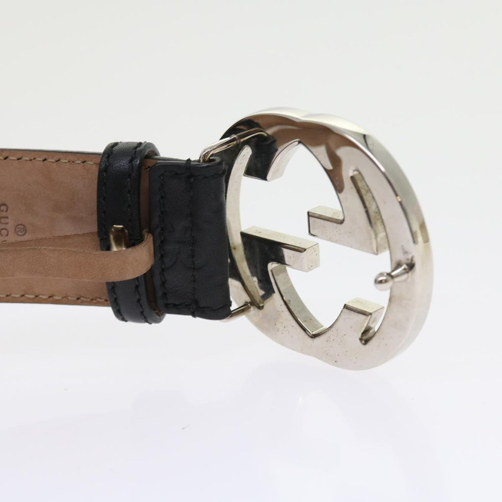 GUCCI GG Canvas Guccissima interlocking Belt Black 114984 am5116
