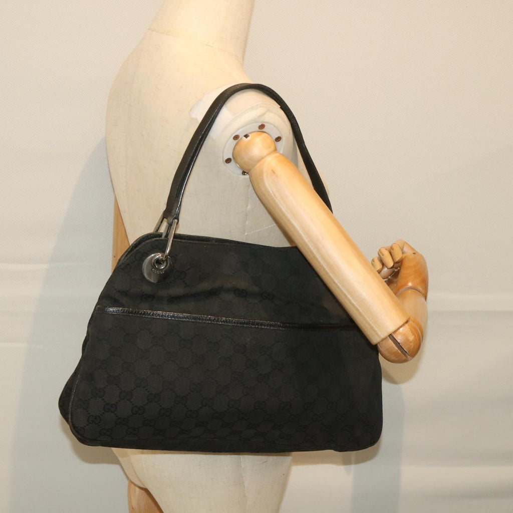 GUCCI GG Canvas Shoulder Bag Black 1210232 am5135