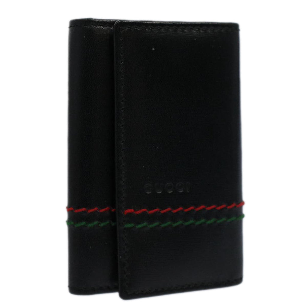 GUCCI Key Case Leather Black Red Green 138052 am5177