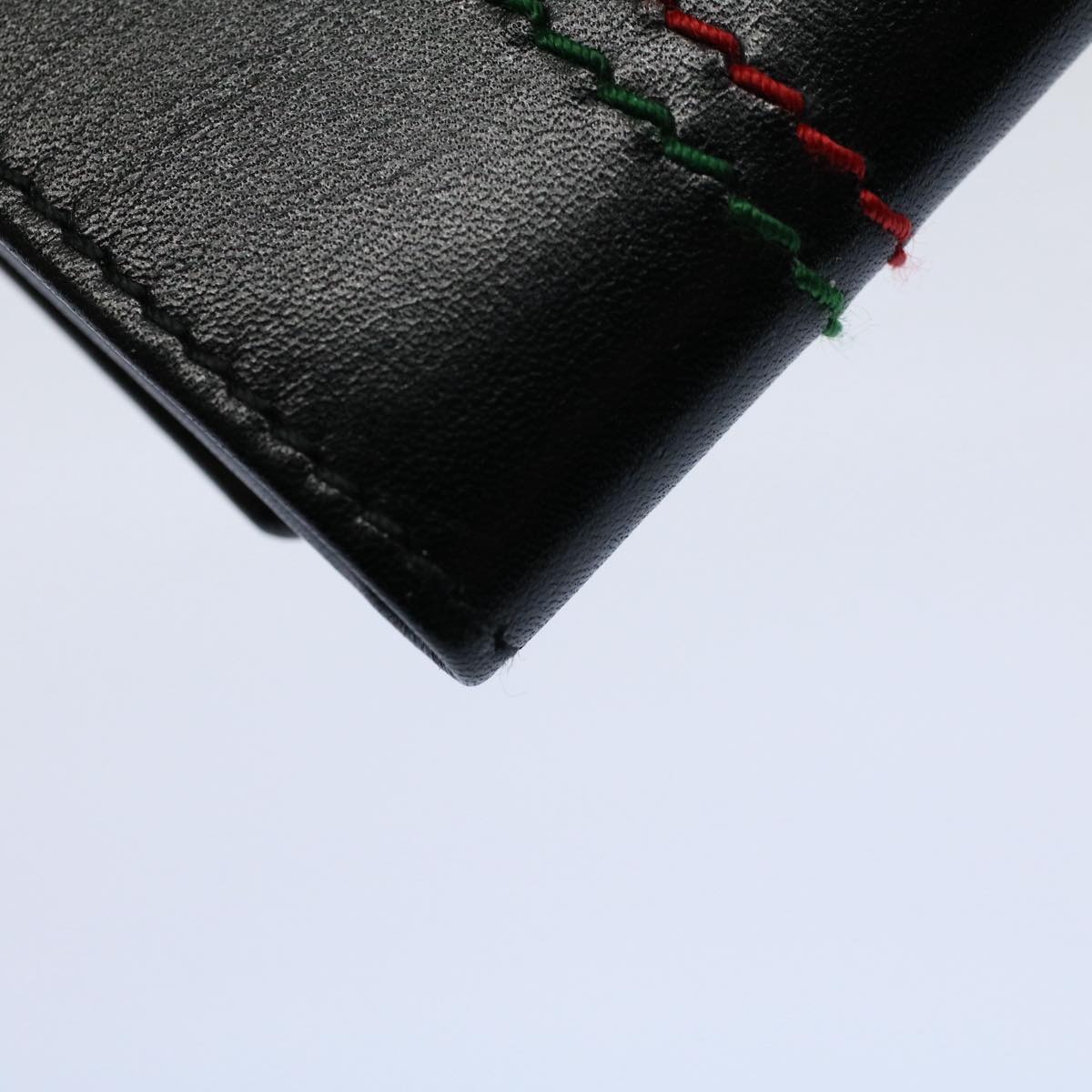 GUCCI Key Case Leather Black Red Green 138052 am5177