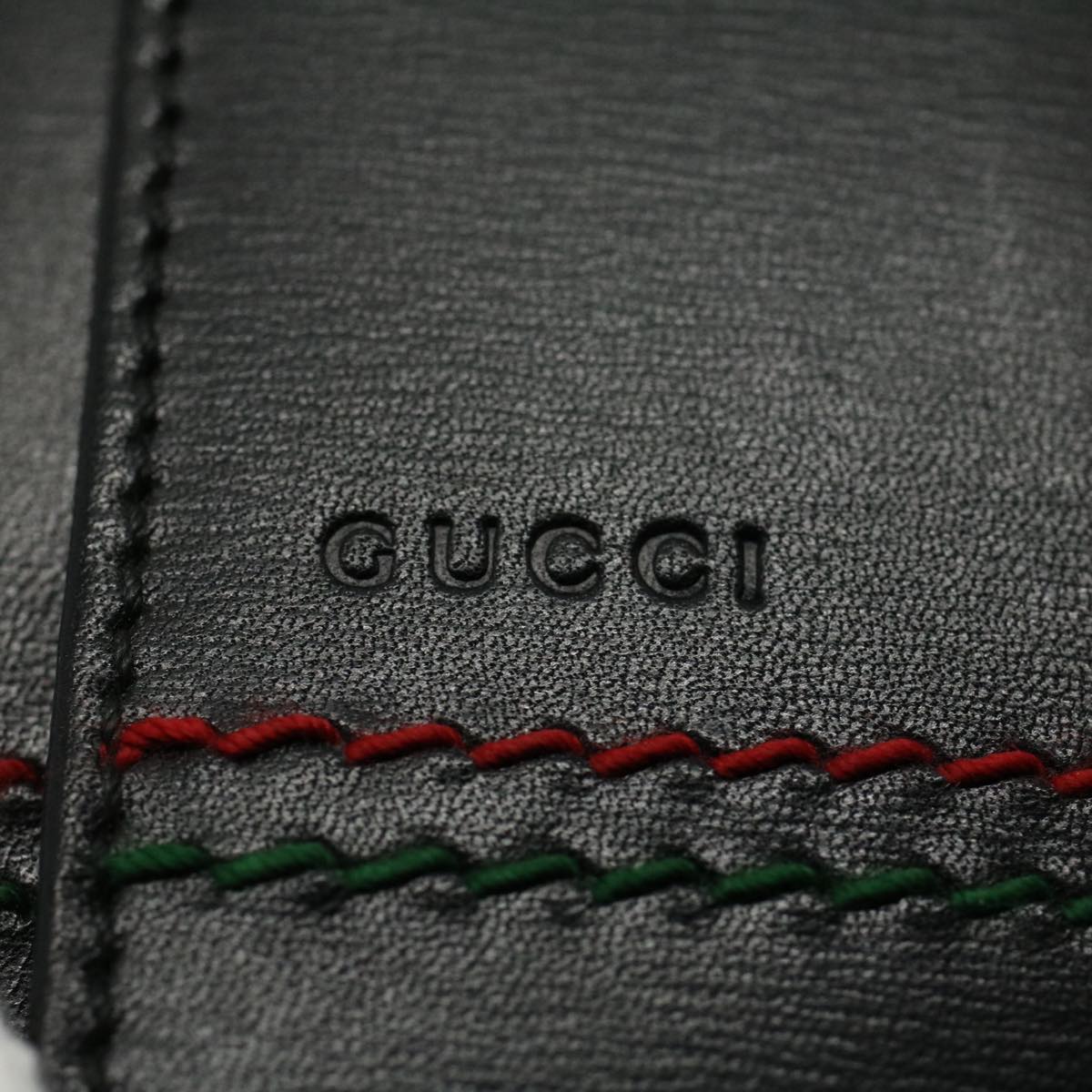GUCCI Key Case Leather Black Red Green 138052 am5177