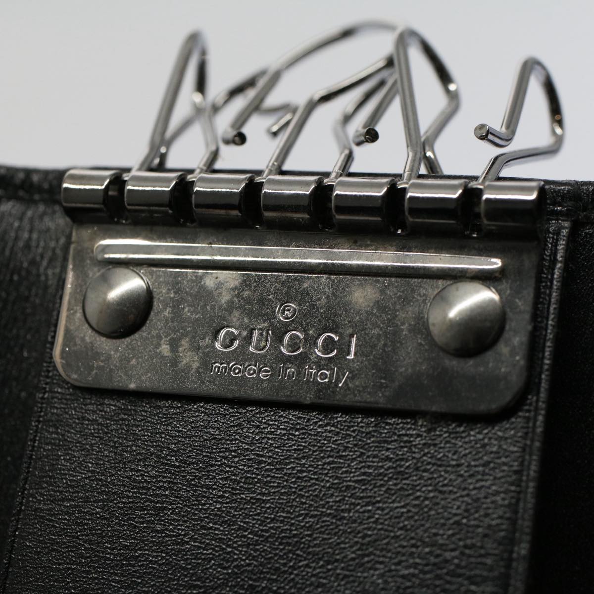GUCCI Key Case Leather Black Red Green 138052 am5177