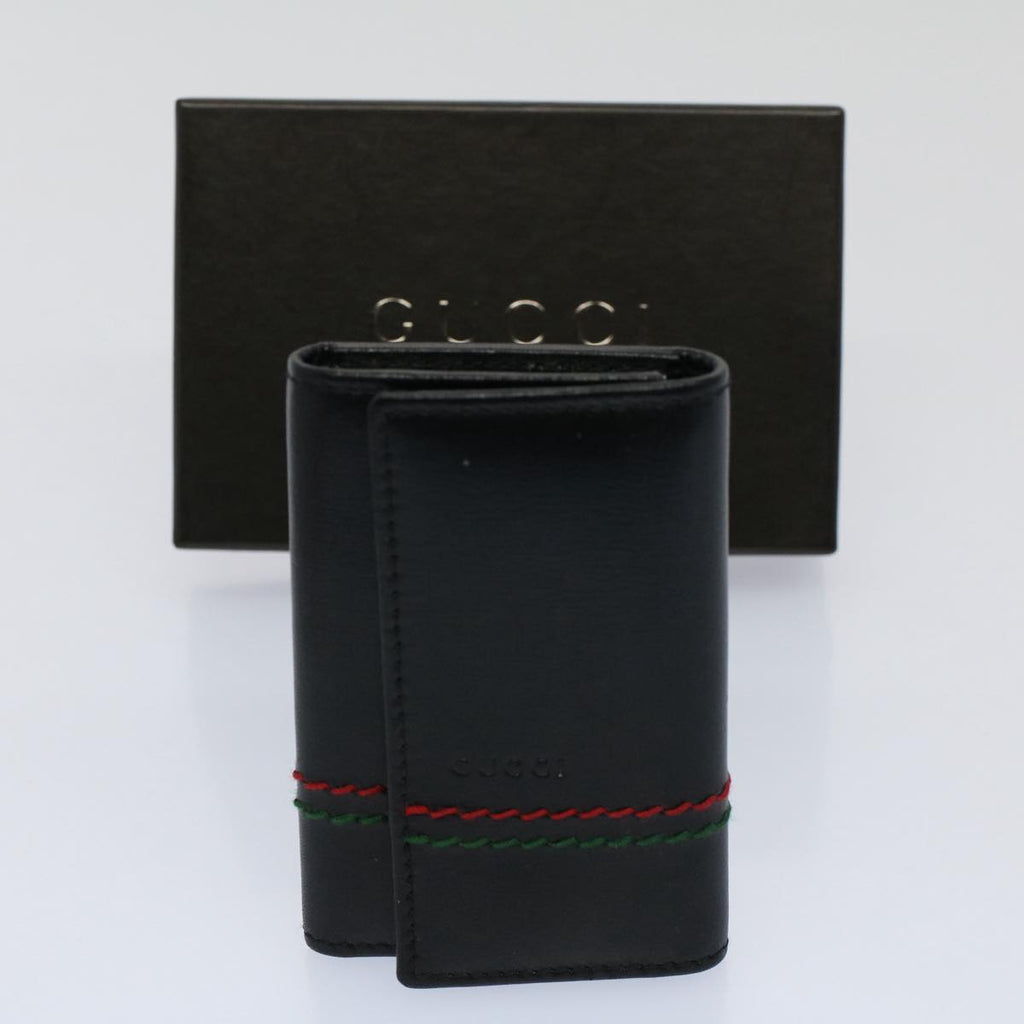 GUCCI Key Case Leather Black Red Green 138052 am5177