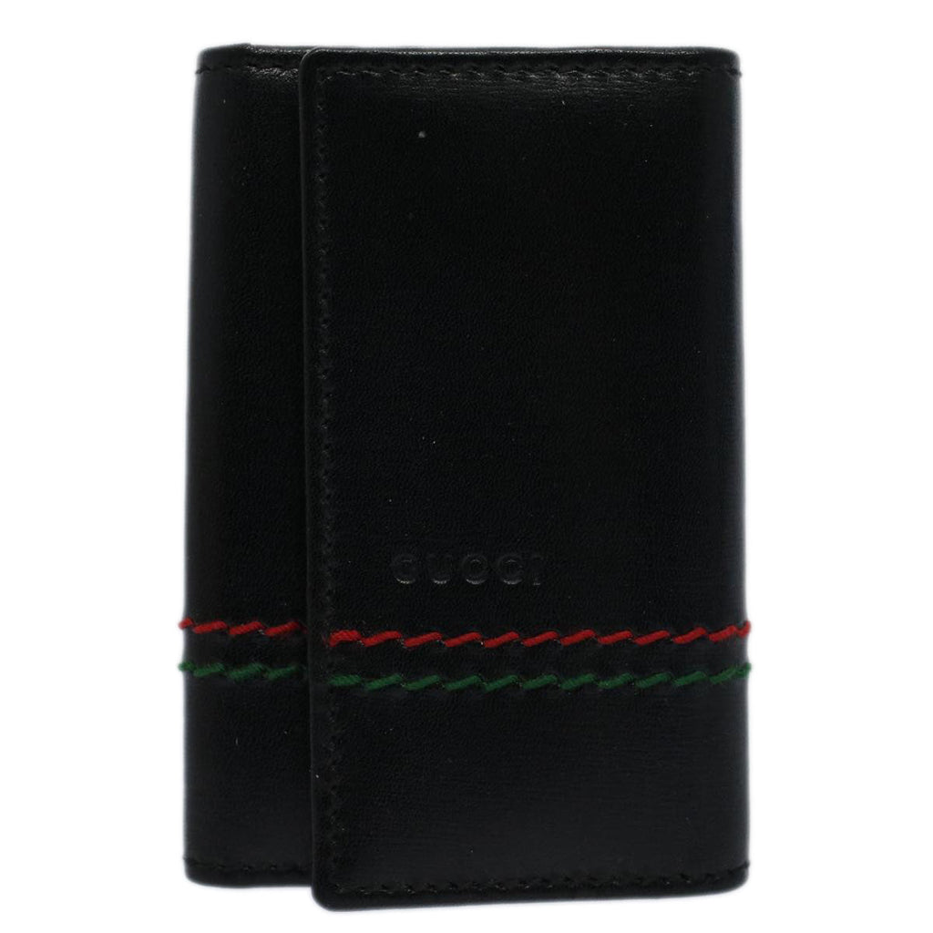 GUCCI Key Case Leather Black Red Green 138052 am5177