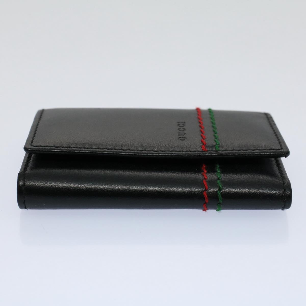 GUCCI Key Case Leather Black Red Green 138052 am5177