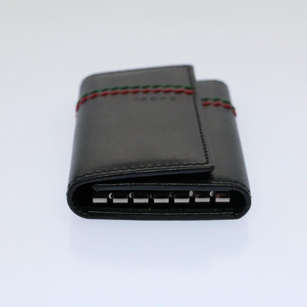 GUCCI Key Case Leather Black Red Green 138052 am5177