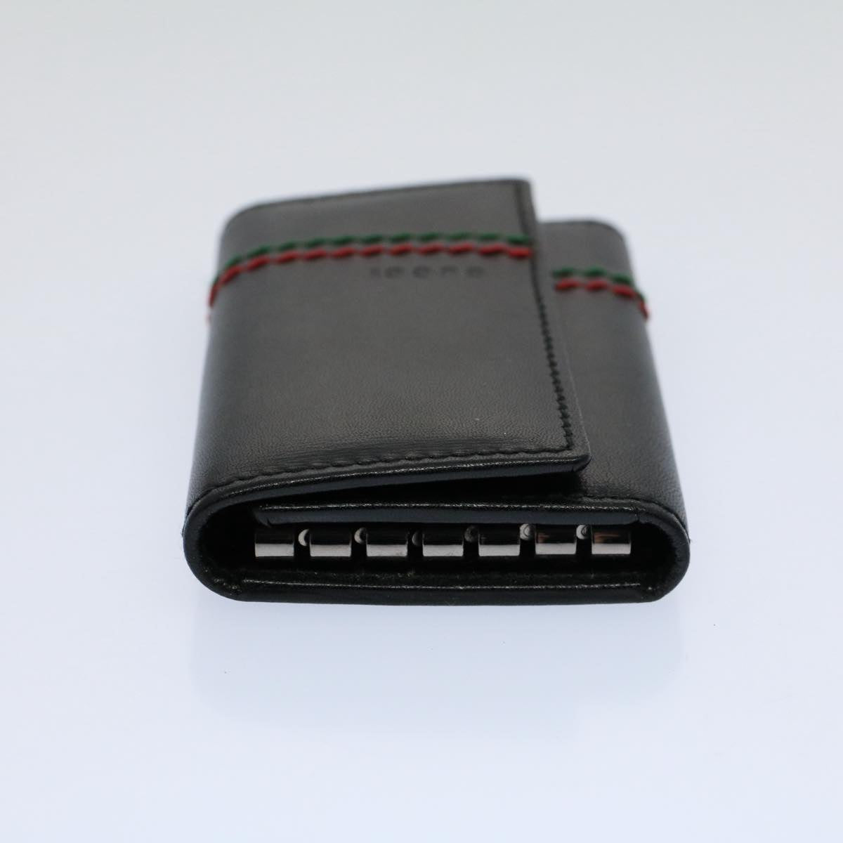 GUCCI Key Case Leather Black Red Green 138052 am5177