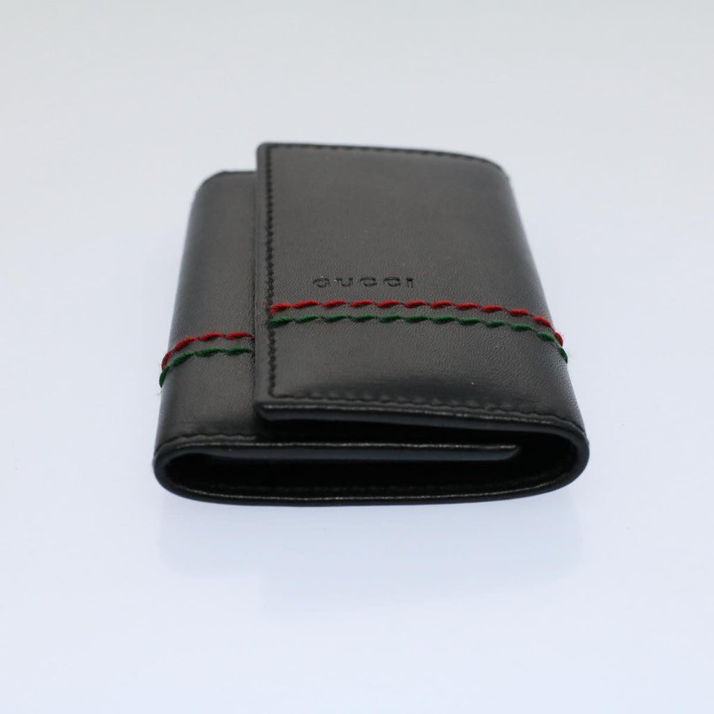 GUCCI Key Case Leather Black Red Green 138052 am5177