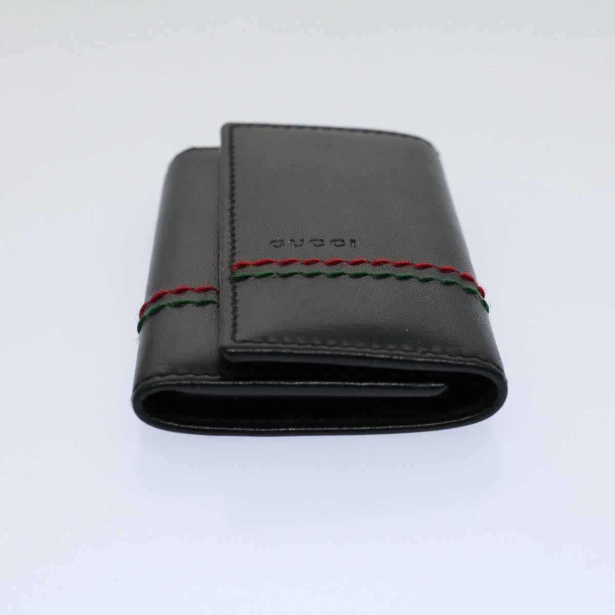 GUCCI Key Case Leather Black Red Green 138052 am5177