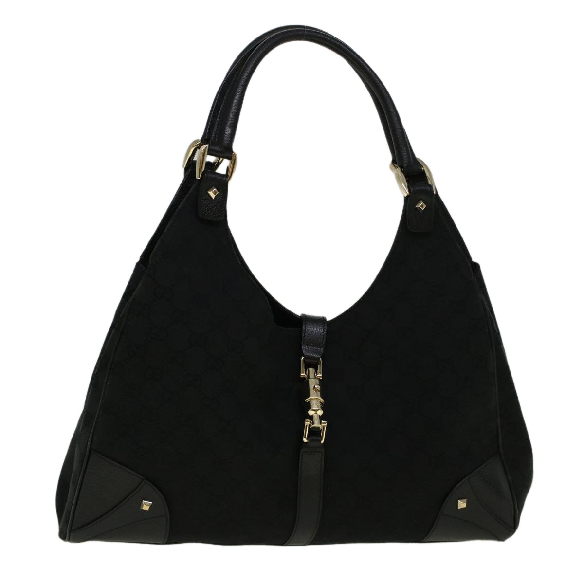 GUCCI GG Canvas Jackie Shoulder Bag Black 124404 am5187