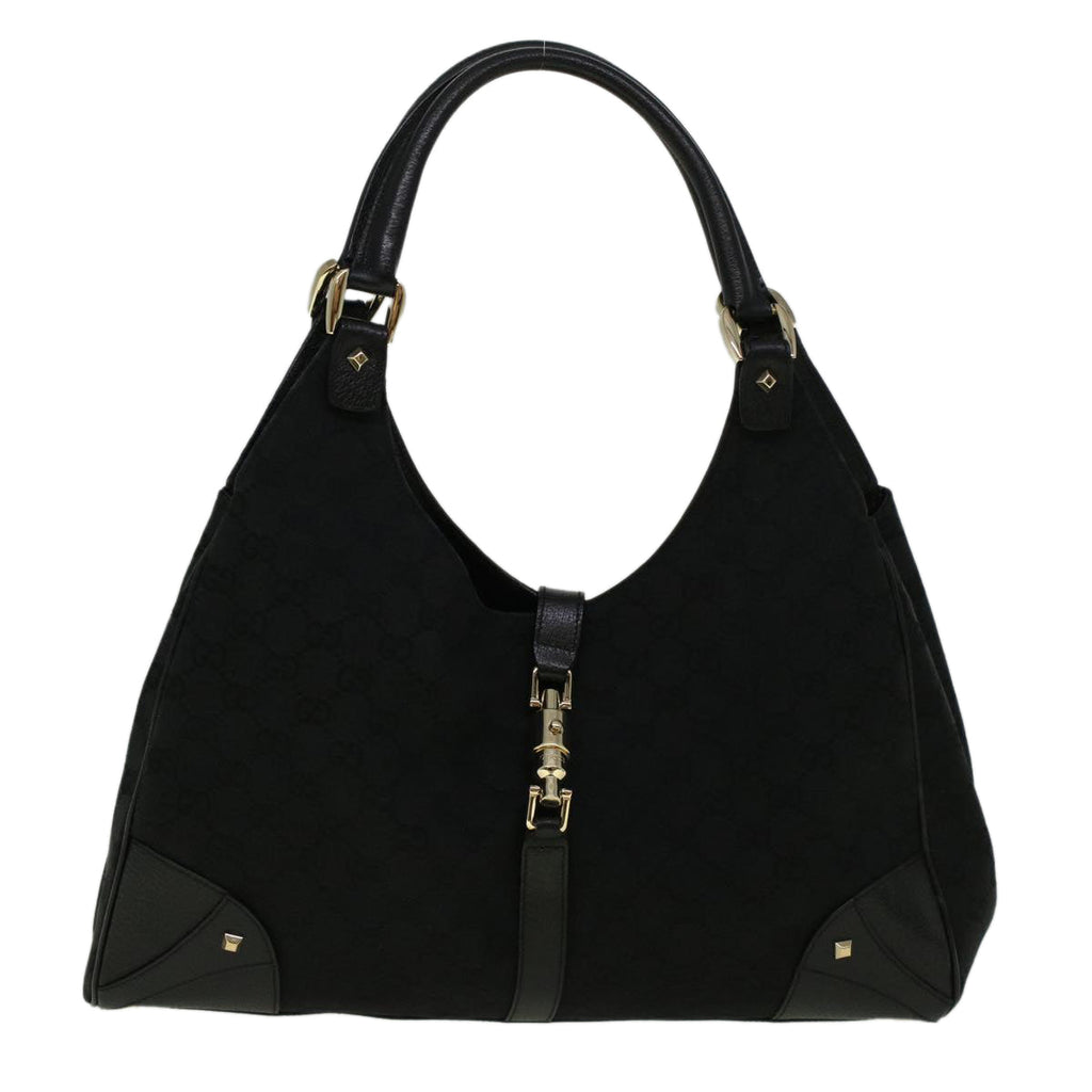 GUCCI GG Canvas Jackie Shoulder Bag Black 124404 am5187