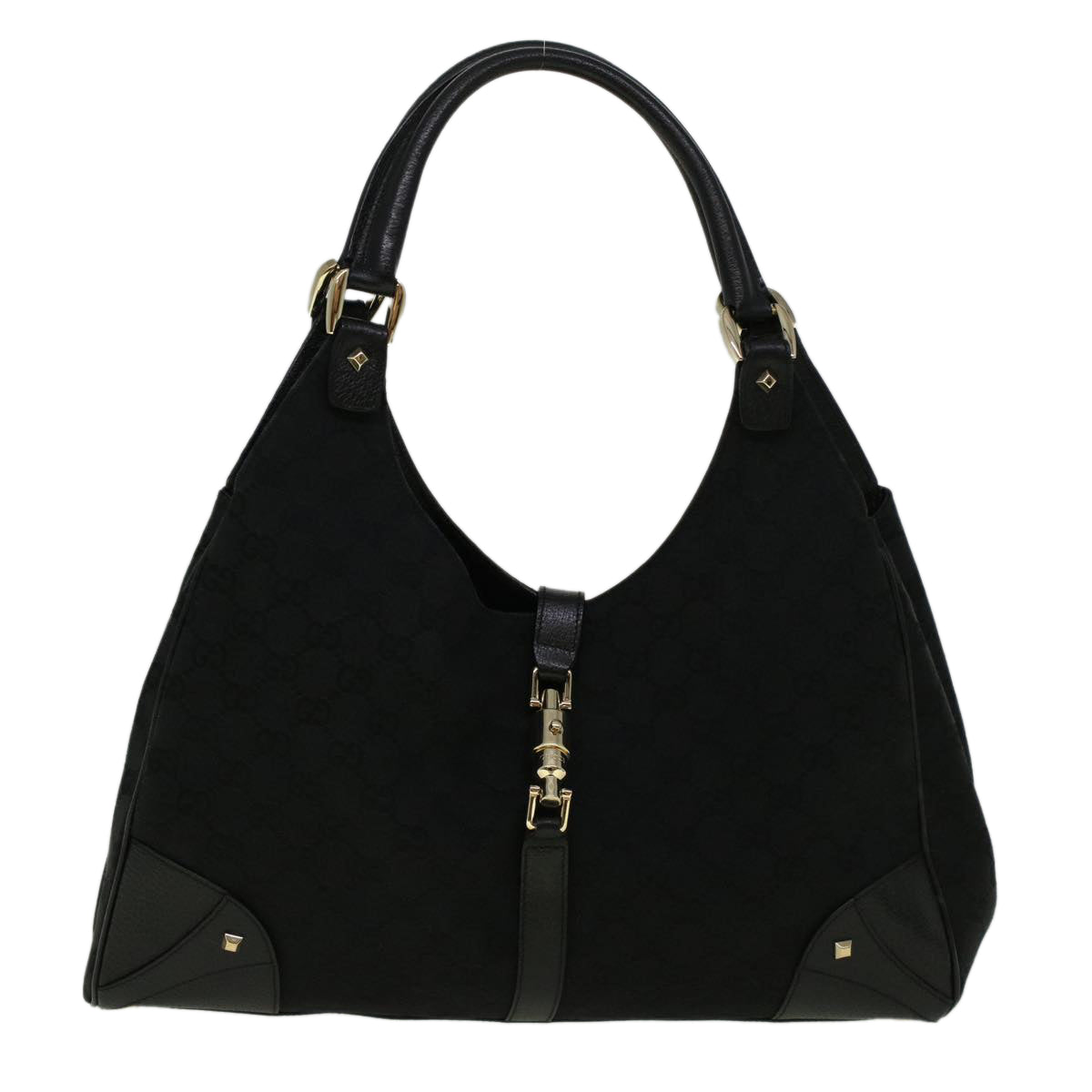 GUCCI GG Canvas Jackie Shoulder Bag Black 124404 am5187