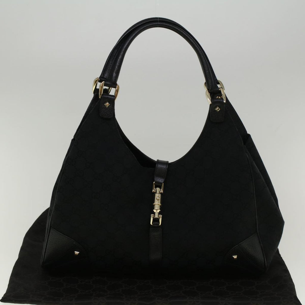 GUCCI GG Canvas Jackie Shoulder Bag Black 124404 am5187
