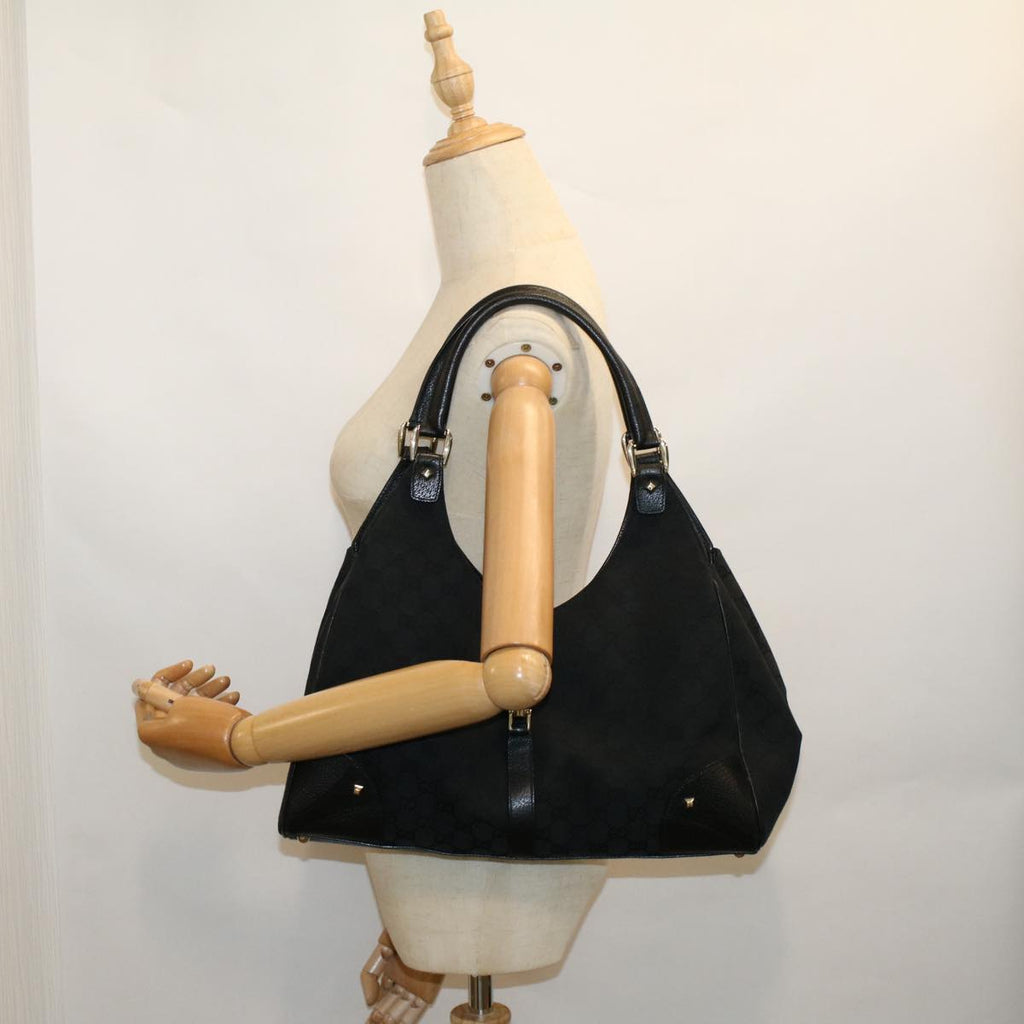 GUCCI GG Canvas Jackie Shoulder Bag Black 124404 am5187