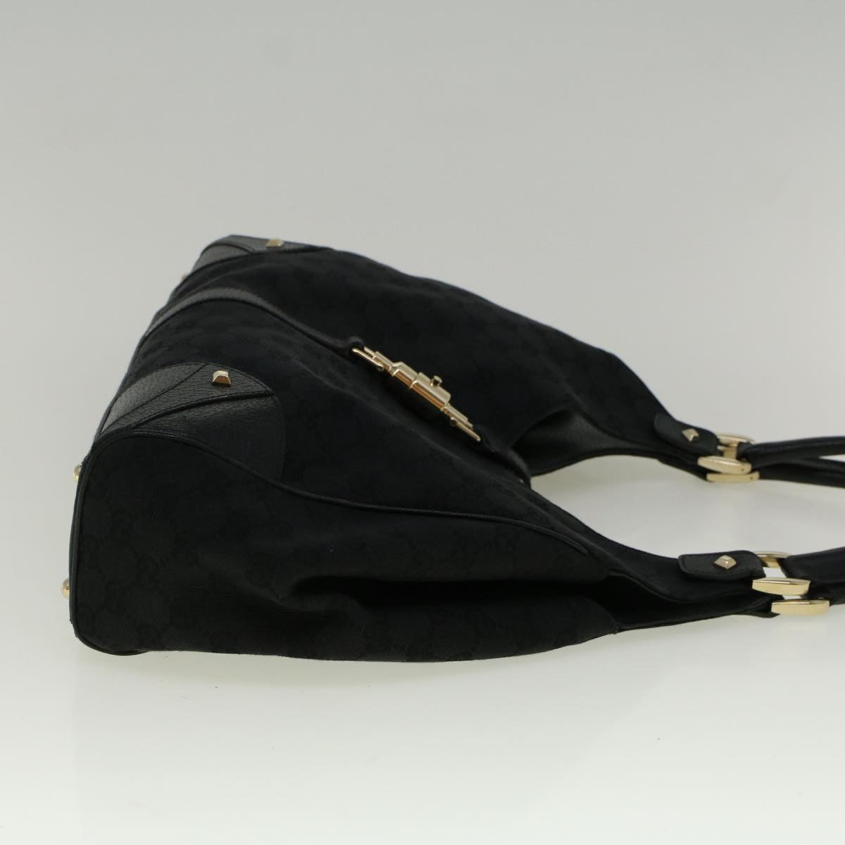 GUCCI GG Canvas Jackie Shoulder Bag Black 124404 am5187