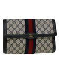 GUCCI GG Canvas Sherry Line Clutch Bag Red Navy gray 89 01 006 am5192