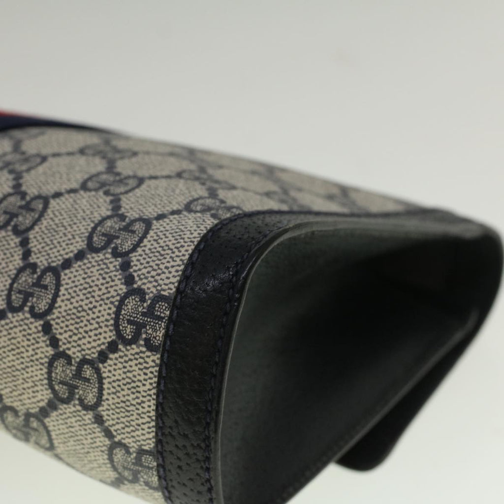 GUCCI GG Canvas Sherry Line Clutch Bag Red Navy gray 89 01 006 am5192