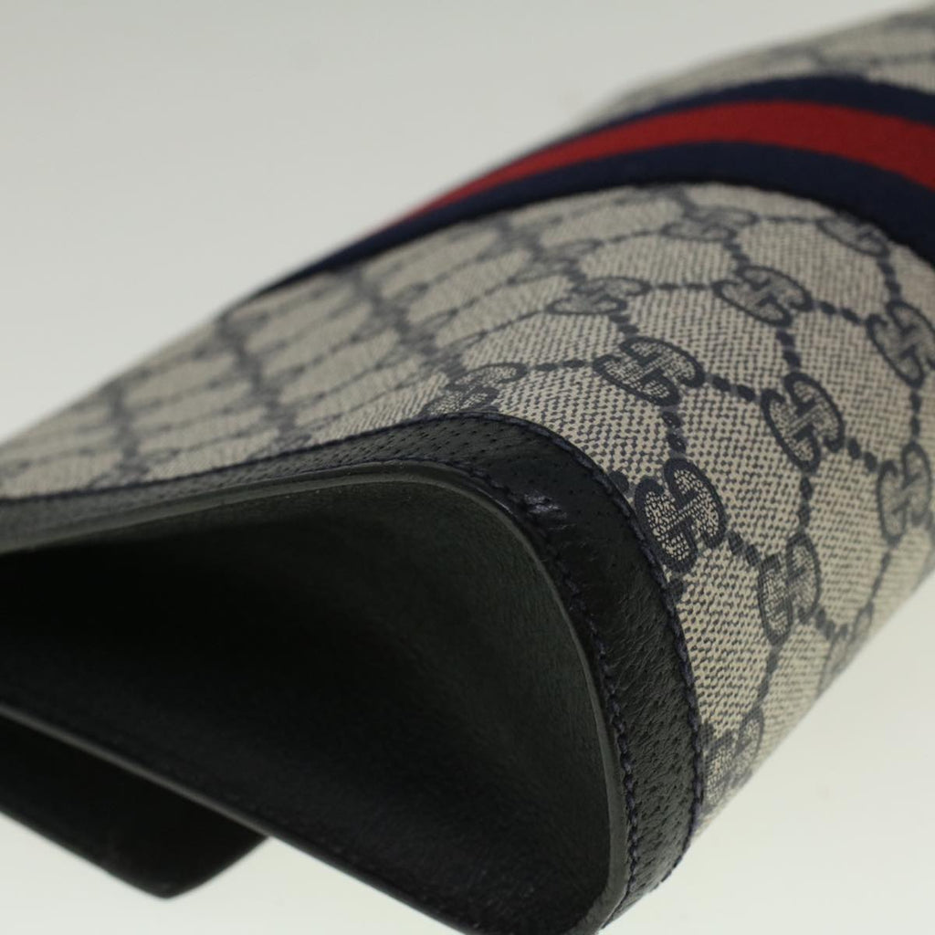 GUCCI GG Canvas Sherry Line Clutch Bag Red Navy gray 89 01 006 am5192