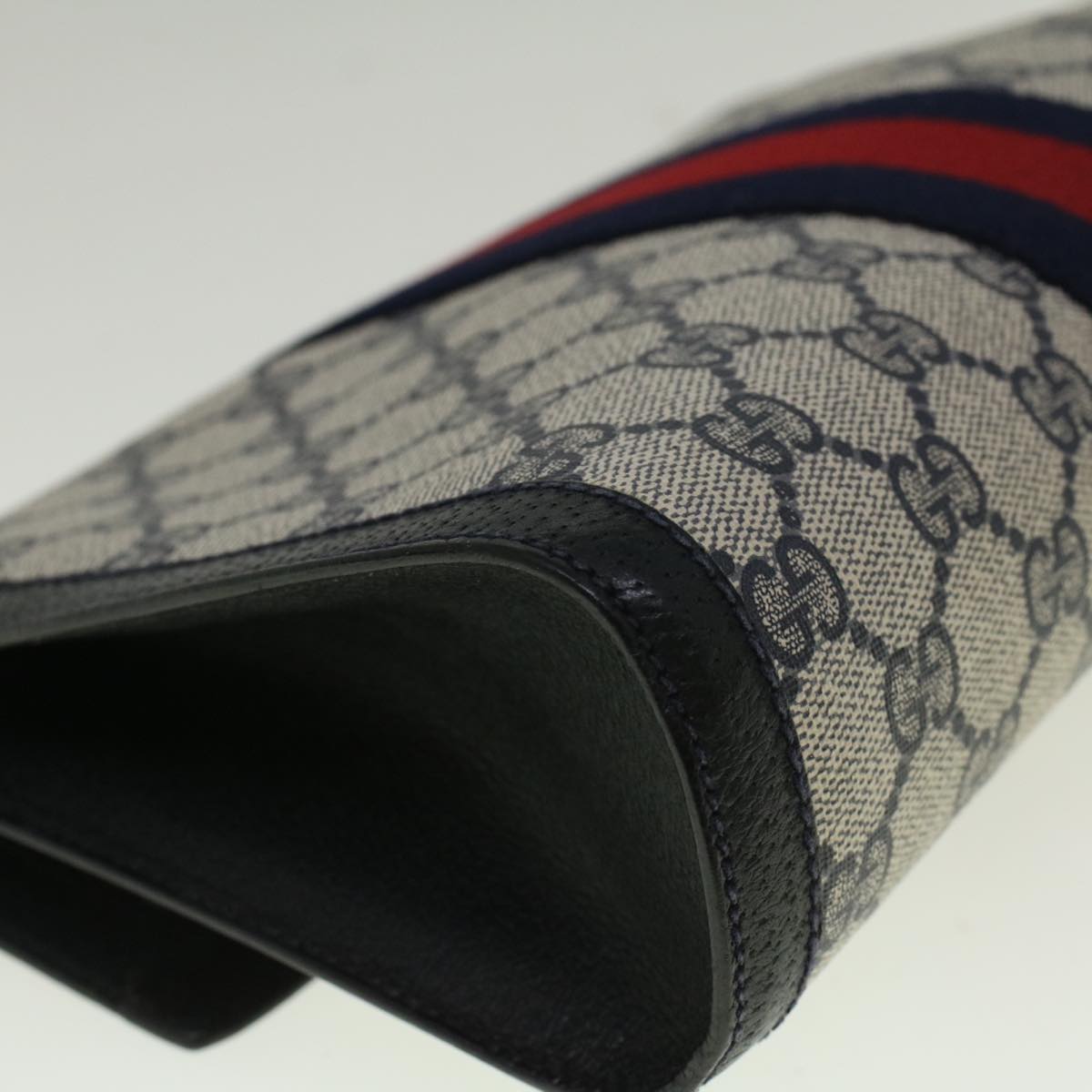 GUCCI GG Canvas Sherry Line Clutch Bag Red Navy gray 89 01 006 am5192